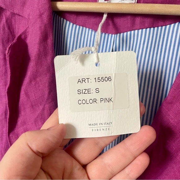 Civico 51 100% Linen Pink Blazer Made In Italy Size Small - Picture 5 of 8